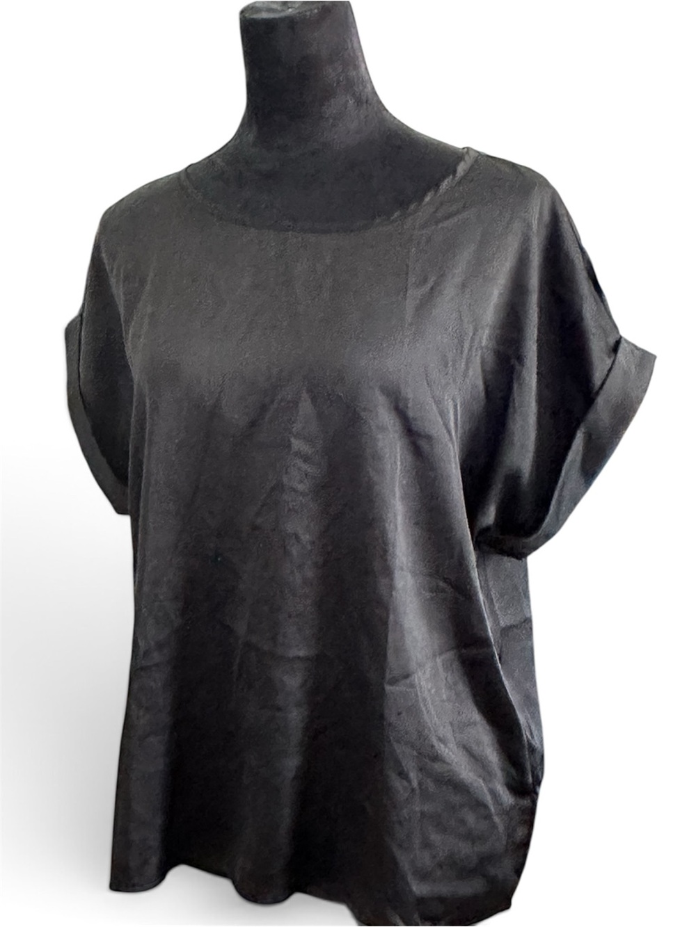 Black Women's Short Sleeve Relaxed Top